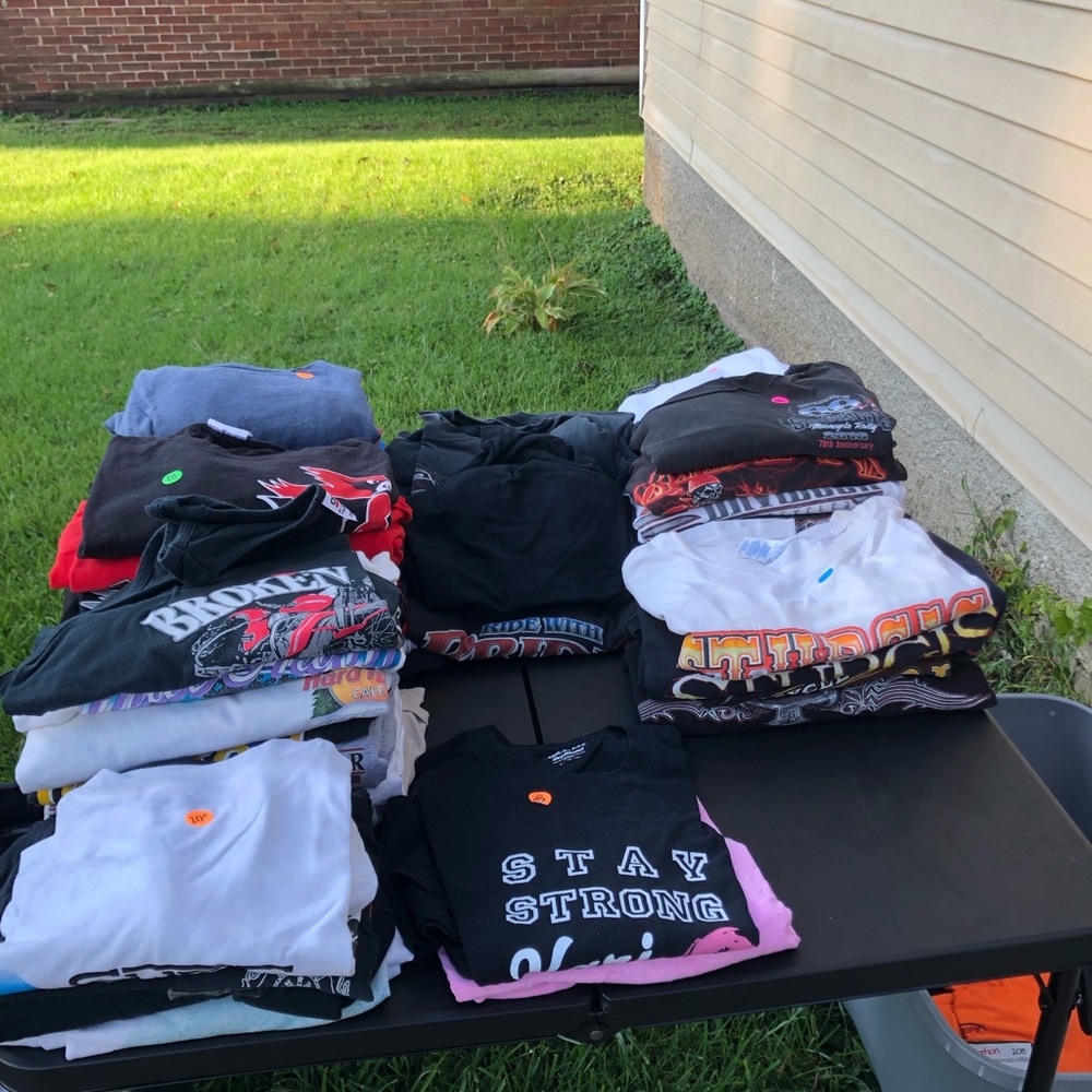 several Harley Davidson T-shirt’s